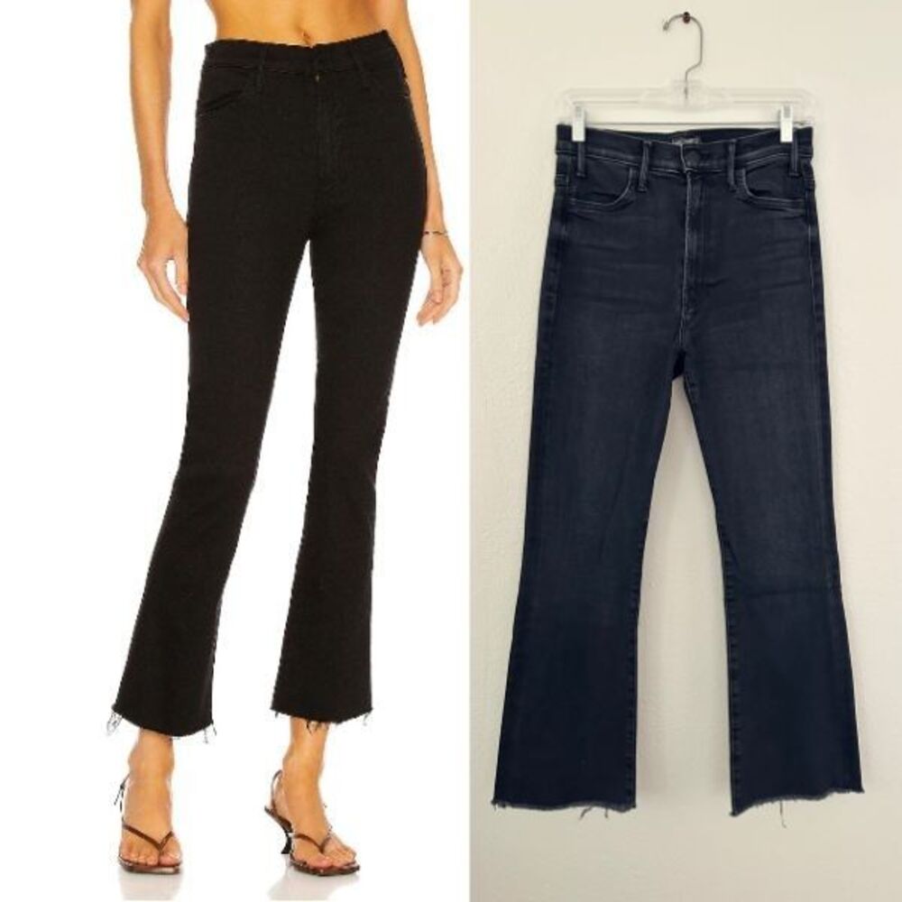 Mother The Hustler Ankle Fray Raw Hem Encounters at Night Black Retro Women's 28